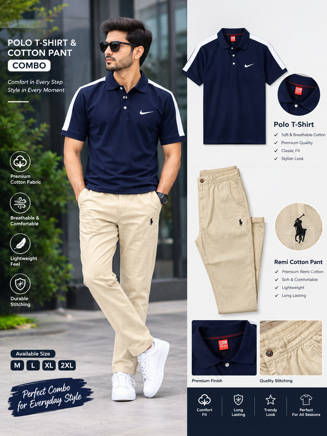 Remi cotton pant & Polo T shirt 2 pcs Combo - Image 7