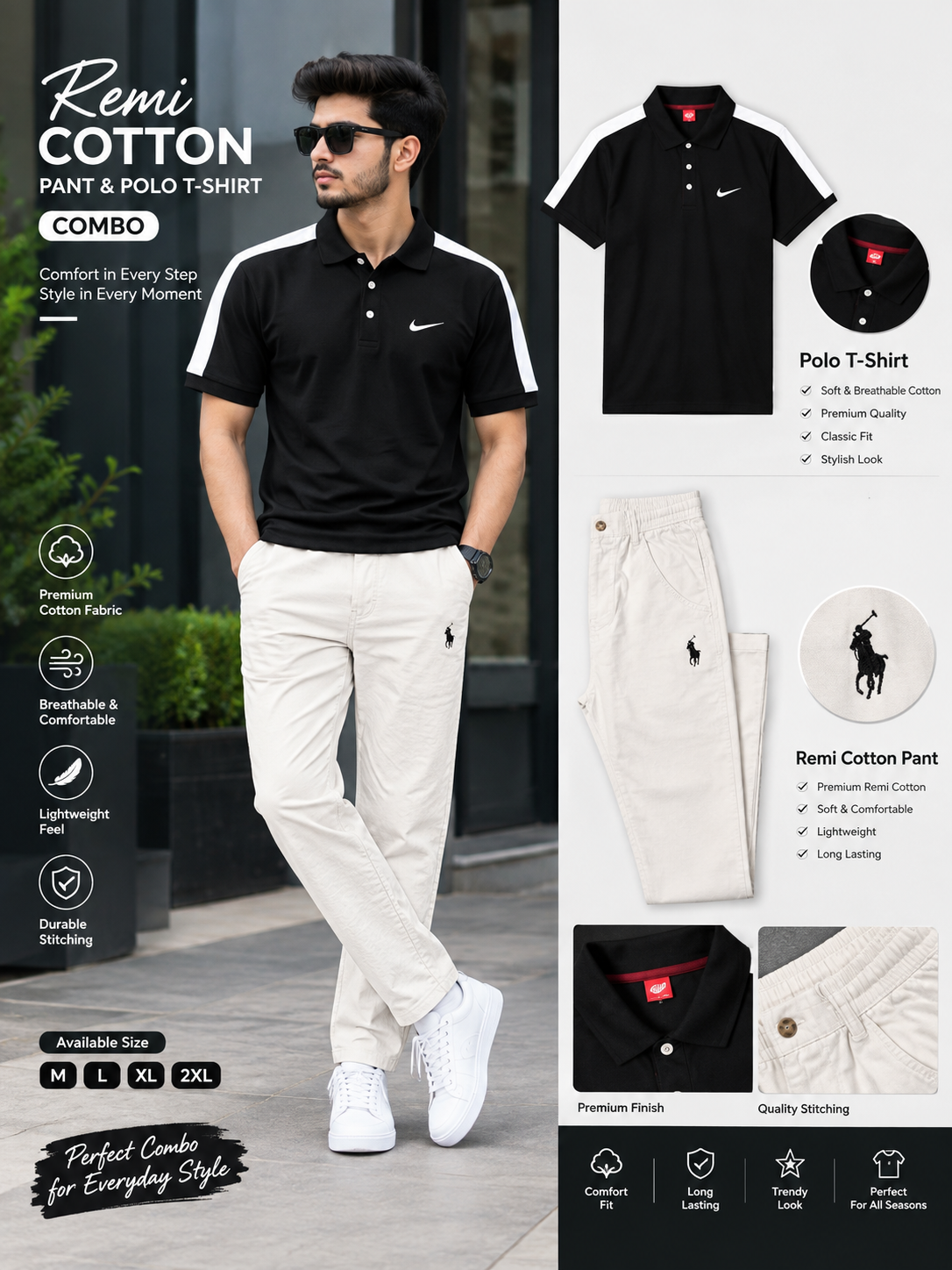 Remi cotton pant & Polo T shirt 2 pcs Combo - Image 4