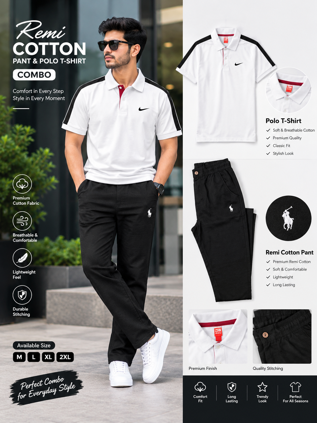 Remi cotton pant & Polo T shirt 2 pcs Combo - Image 5